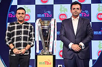 | Photo: PTI : File photo of Delhi Premier League T20: Virender Sehwag and Rohan Jaitley 